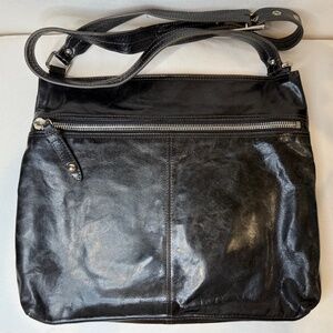 Vintage Hobo International Black Leather Shoulder Bag